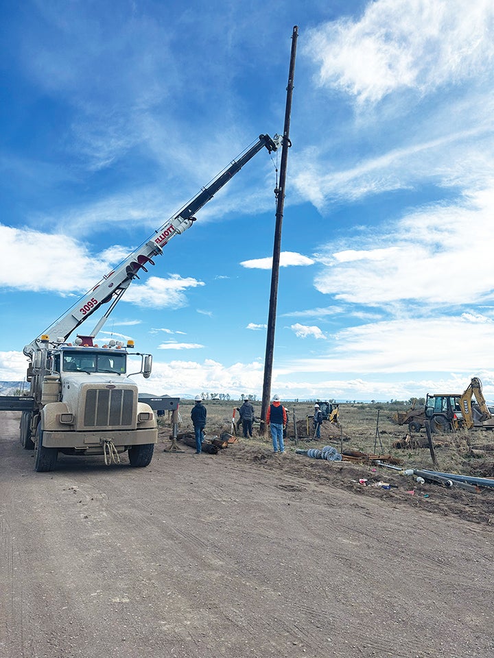 pole being installed by Tri-State crews