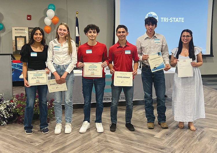 Pictured, left to right: Scholarship Recipients: Ashley Dominguez, Kaia Skadberg, Diego Chavez, Riley Valdez, Antonio Valdez-Reyes and Sienna Gallegos. Not pictured are recipients Joshua Holman and Mario Villalba.