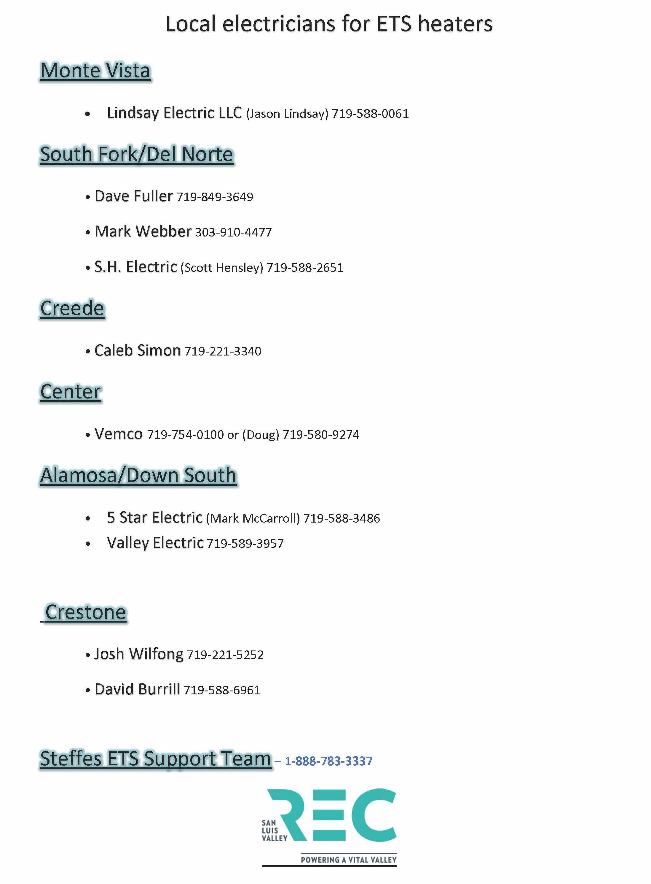 ETS electrician list