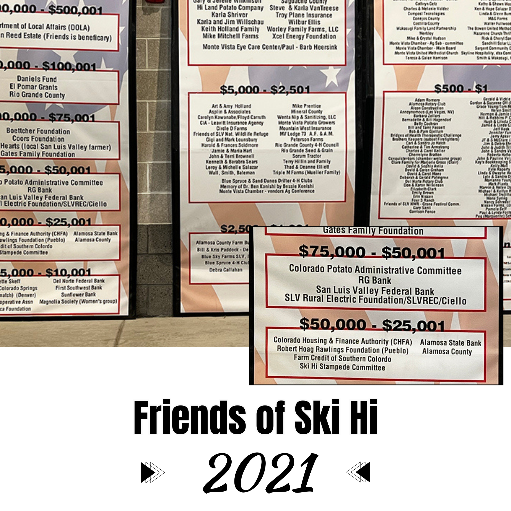 Friends of Ski Hi donors and dollar amounts