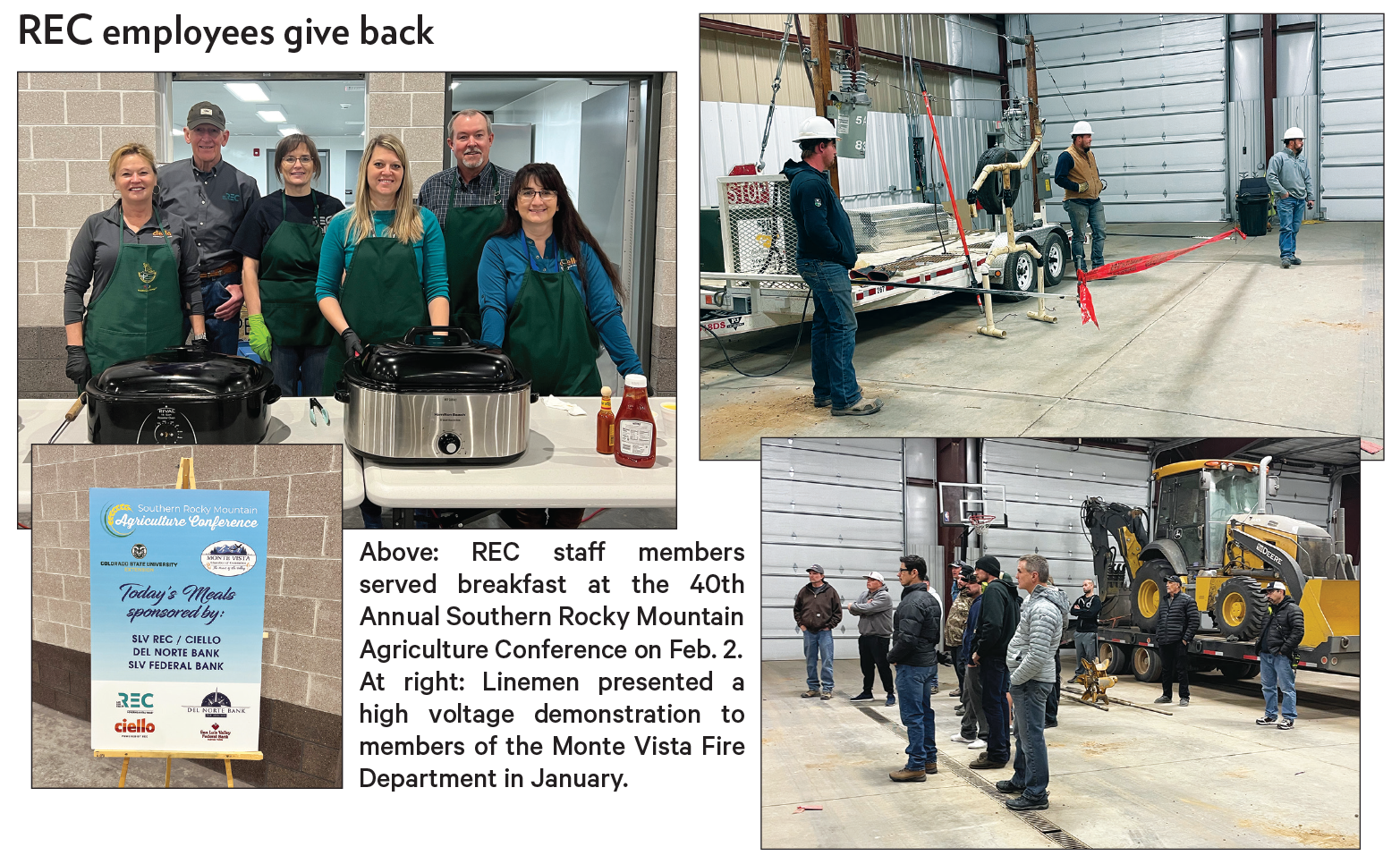 employees serving breakfast & high-voltage demo