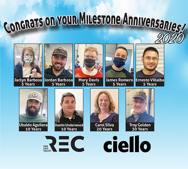 Employees with milestone anniversaries