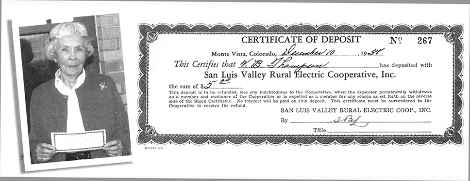 Maxine Estes and original stock certificate 
